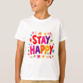 ステイハッピーステイハピーカラフル文字 Tシャツ (正面)