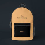 ステイフォーエバーヤングリープイヤーシンプルヴィンテージ プリントバックパック<br><div class="desc">このバックパックはモダン「Stay Forever Young」タイポグラフィでヴィンテージのシンプルさを備えている。喜祝びとタイムレスの本質を捉えた楽しいデザインで閏年。🐸 ☘️</div>