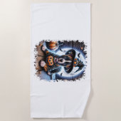 ステイフドッグハロウィーンスクエア ビーチタオル (正面)