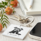 ステイフドッグハンドスケッチ パーソナライズされた キーホルダー (正面右)