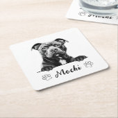ステイフドッグハンドスケッチ パーソナライズされた スクエアペーパーコースター (アングル)