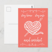 ステイホームステイセーフアンドクロチェットコーラルハッピーメール ポストカード (正面/裏面)