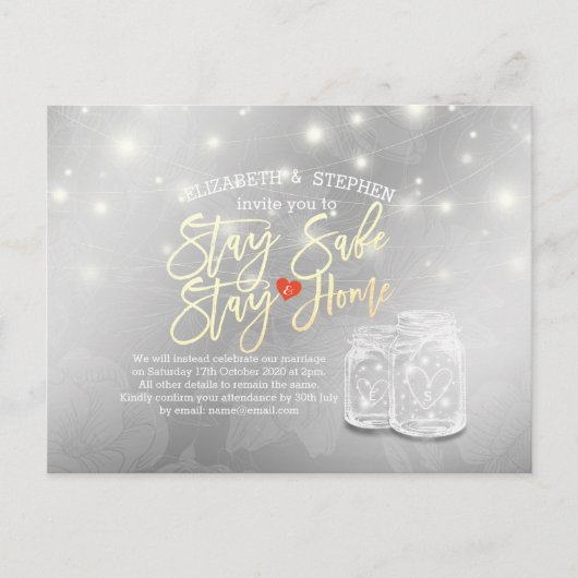 ステイホームステイセーフ結婚ズ延期メイソンジャー 案内ポストカード (正面)
