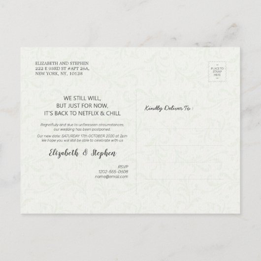 ステイホームステイセーフ結婚ズ延期メイソンジャー 案内ポストカード (裏面)