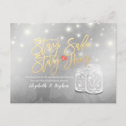 ステイホームステイセーフ結婚ズ延期メイソンジャー 案内ポストカード (正面)