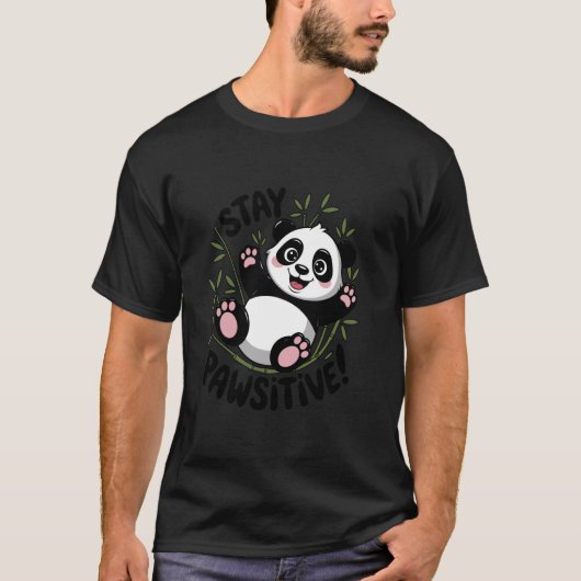 ステイポーシティブパンダモチベーション Tシャツ (正面)