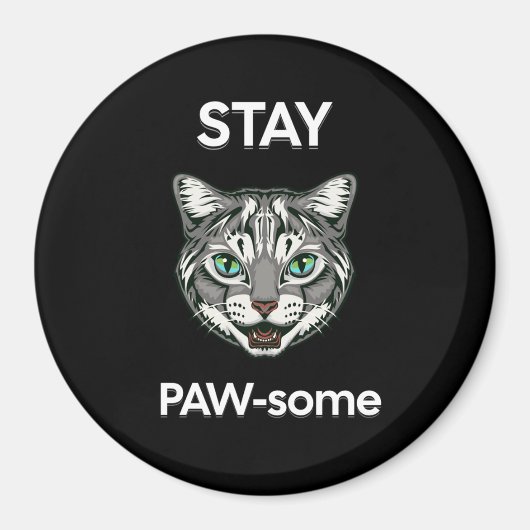 ステイポーソームプリン黒猫 マグネット (正面)