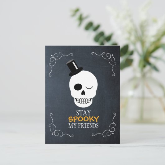 ステイマイ不気味フレンズスカルハロウィン招待状 ポストカード (スタンド正面)