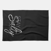 ステイモダンサルティタイポグラフィクリスチャンブラック キッチンタオル (横)