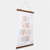 ステイワイルドフラワーチャイルドボホガールズルームデコール 吊り下げ型タペストリー (傾斜あり)