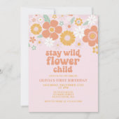 ステイワイルドフラワーチャイルドレトロフローラ 招待状 (正面)