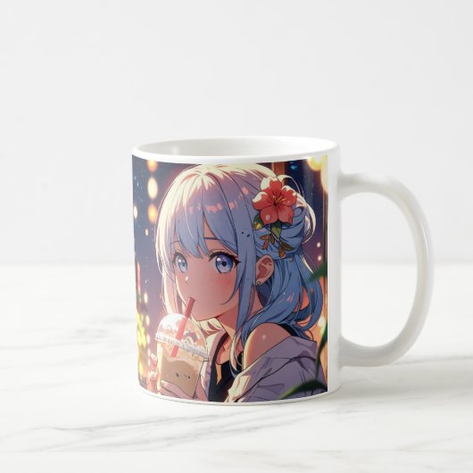 ステイワイルドフローラマグ – ウォーターカラー牡丹&さくらんぼ コーヒーマグカップ (右)