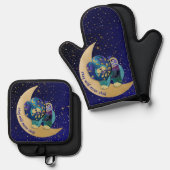 ステイワイルドムーンチャイルドチャウオーブンミット&ポットホルダー 鍋つかみ&鍋敷きセット (正面/裏面)