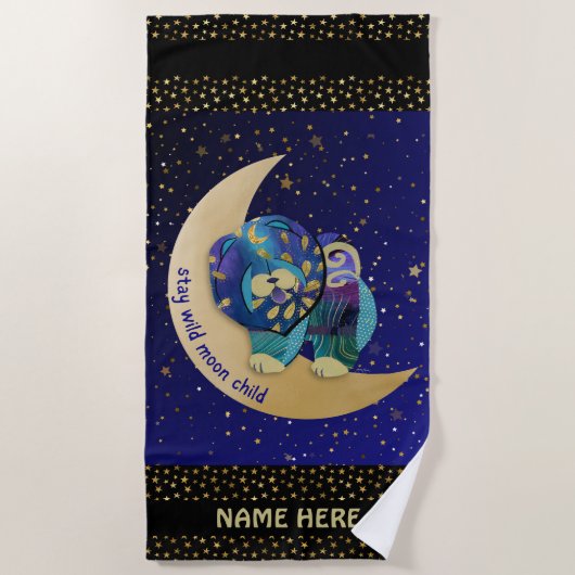 ステイワイルドムーンチャイルドチャウグルーミングテーブルカバー ビーチタオル (正面)