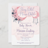 ステイワイルドムーンチャイルドヒッピー赤ちゃんシャワー招待状 招待状 (正面)