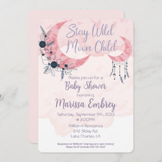 ステイワイルドムーンチャイルドヒッピー赤ちゃんシャワー招待状 招待状
