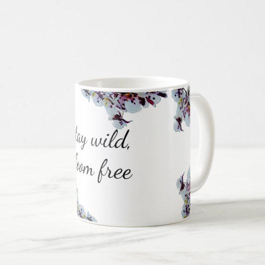 ステイワイルド、開花フリー – オーキッドアートマグ コーヒーマグカップ (正面右)