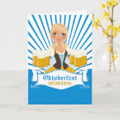 ステインのオクトーバーフェストの挨拶状を持つウェートレス カード (黄色い花)