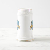 ステインを結婚している青く、ゴールド・トーンのプラクの花婿介添人 ビールジョッキ (中央)