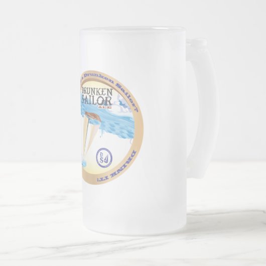 ステインを飲んでいる公式の酔った船員 フロストグラスビールジョッキ (正面右)
