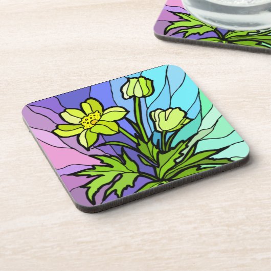 ステインガラスデイジーコースター コースター (左側)