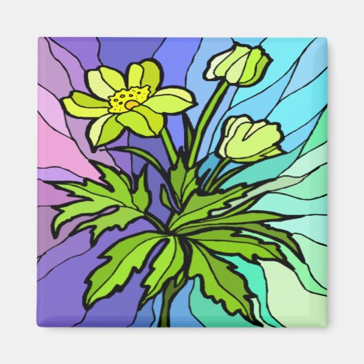 ステインガラスデイジー磁石 マグネット (正面)