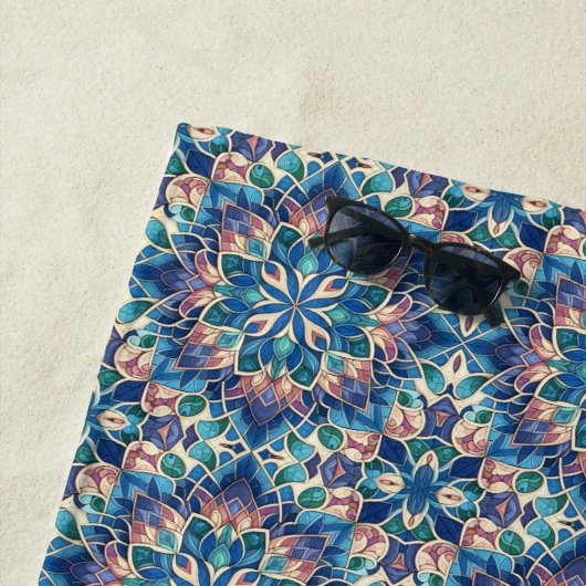 ステインガラス開花 ビーチタオル (インサイチュ)