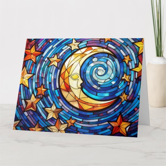 ステイングラスアートムーンと星 カード (正面)