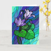 ステイングラスパープルフラワーカード カード (黄色い花)