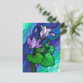 ステイングラスパープルフラワーポストカード ポストカード (スタンド正面)