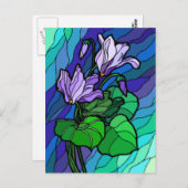 ステイングラスパープルフラワーポストカード ポストカード (正面/裏面)
