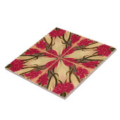 ステイングラスルックアールヌーボーピンクフローラルパターン タイル (側面)