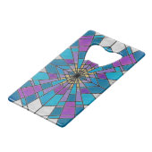 ステイングラスレイブルーとパープル クレジットカード栓抜き (正面アングル)