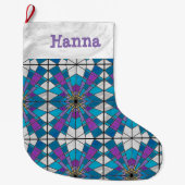 ステイングラスレイブルーとパープル ラージクリスマスストッキング (正面)