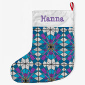 ステイングラスレイブルーとパープル ラージクリスマスストッキング (裏面)