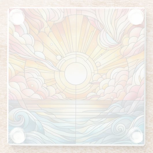 ステイングラス暖かい夕日 ガラスコースター (裏面)