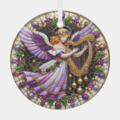 ステイングラス遊エンジェルのハープ ガラスオーナメント (正面)