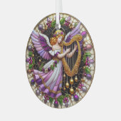 ステイングラス遊エンジェルのハープ ガラスオーナメント (正面左)