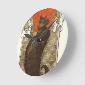 ステインレインの猫 – アールヌーボー ラウンド壁時計 (傾斜)