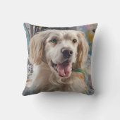 ステイン付きゴールデン絵を描レトリーバ クッション (裏面)