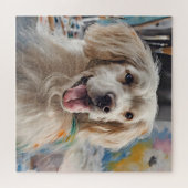 ステイン付きゴールデン絵を描レトリーバ ジグソーパズル (横)