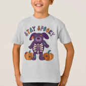 ステイ不気味キュートなスケルトンドッグハロウィーン Tシャツ (正面)