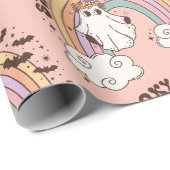 ステイ不気味ハロウィーン幽霊ピンク ラッピングペーパー (ロールコーナー)