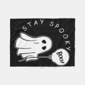 ステイ不気味ブカワイイ幽霊ハロウィーンシ不気味ーズ フリースブランケット (正面(横))