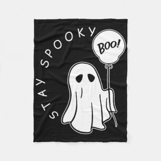 ステイ不気味ブカワイイ幽霊ハロウィーンシ不気味ーズ フリースブランケット (正面)