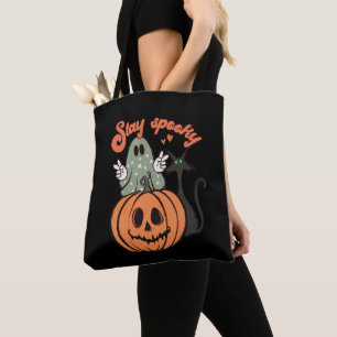 ステイ不気味幽霊ブラックキャットブラックハロウィーン トートバッグ