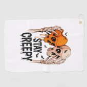 ステイ不気味PNG、レトロスカルハロウィーン ゴルフタオル (横)