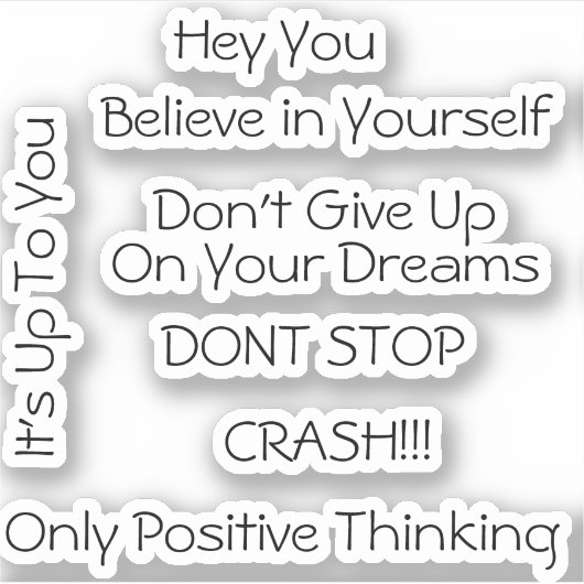 ステイ前向きことわざ シール (正面)