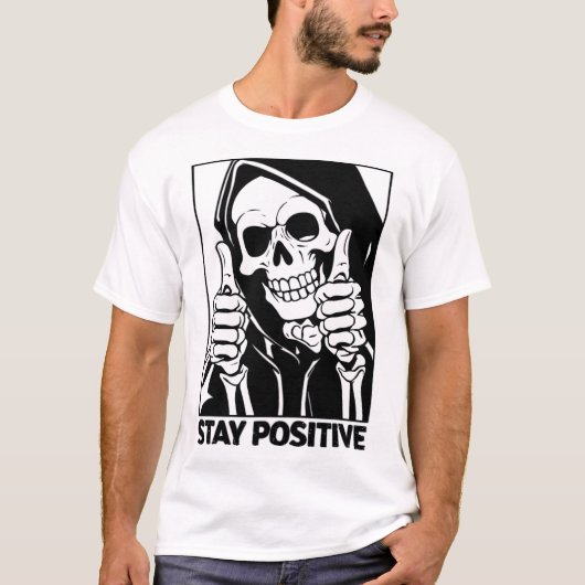 ステイ前向きスケルトン死神ハロウィーン Tシャツ (正面)