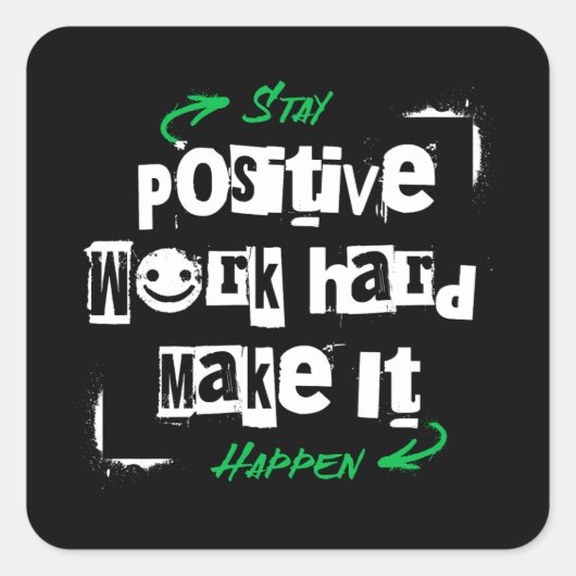 ステイ前向きワーク懸命実現 スクエアシール (正面)